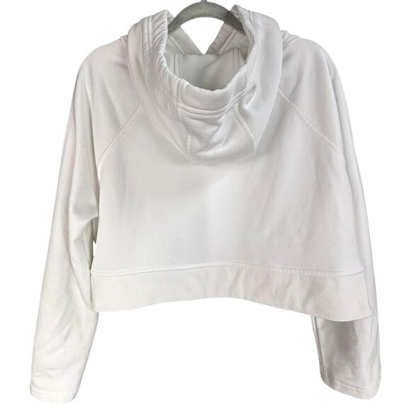 Athleta Steady State Cropped Sweatshirt Flare Sleeve Hoodie Small White Modal - Picture 3 of 6